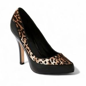 WHBM Marigold Leopard Haircalf Pump Leather Sole